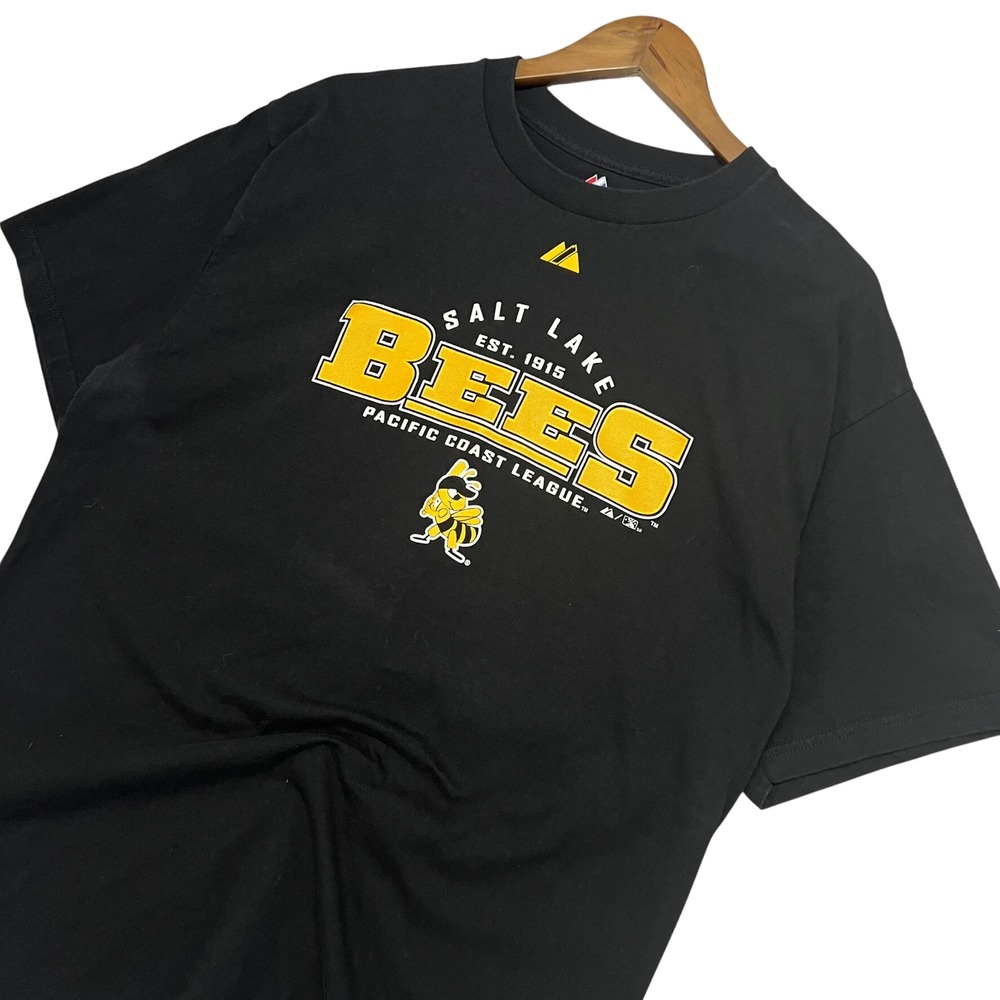 Majestic Salt Lake Bees T-Shirt Mens Large Black Pacific Coast League MiLB Tee